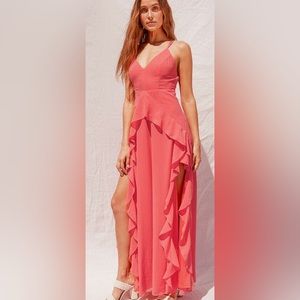 Lulu’s Vibrant Love Coral Sleeveless Maxi Dress